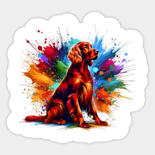 Vibrant Irish Setter in Colorful Splash Art Sticker